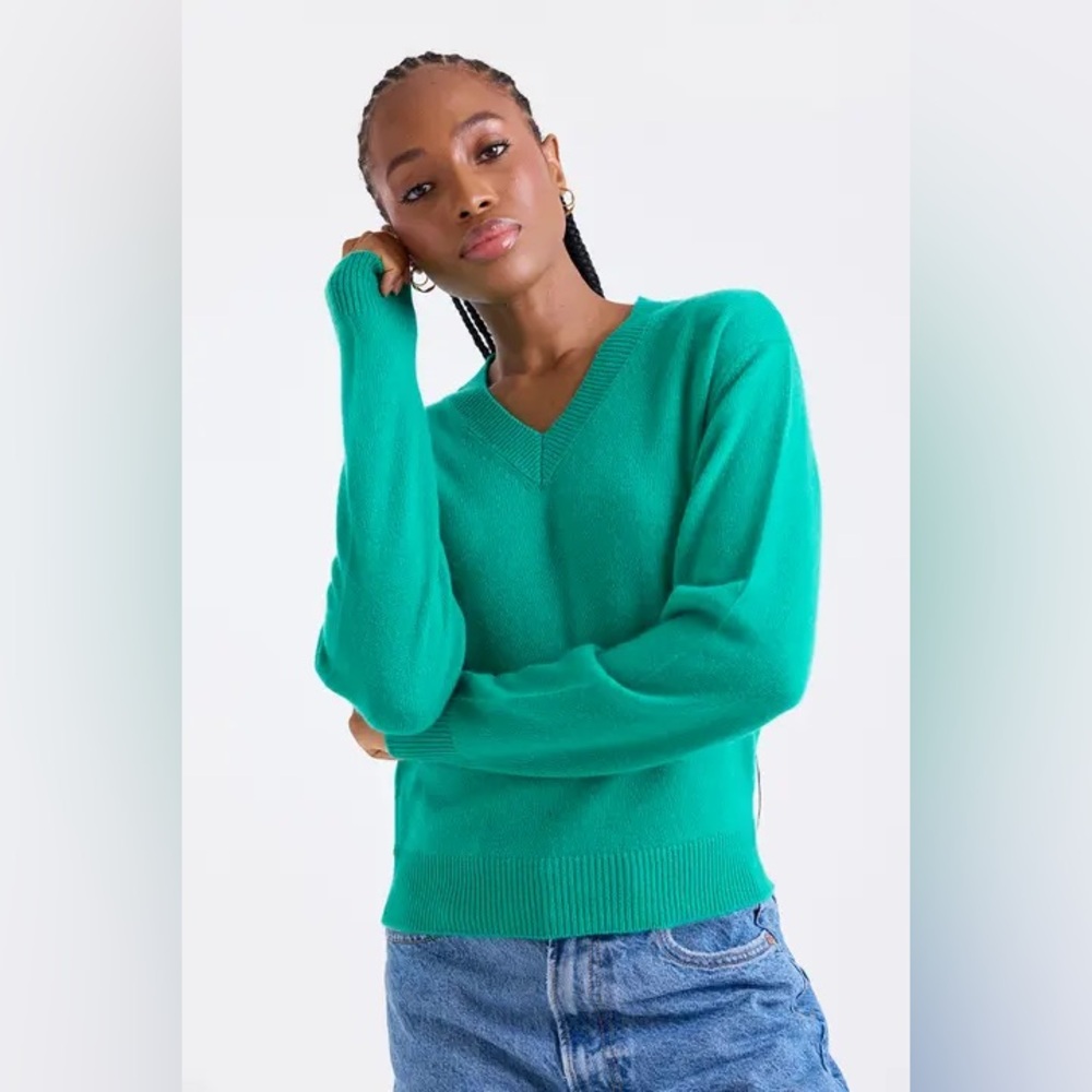 Caslon Teal V-Neck Women's Sweater